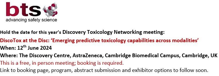 Hold the date for this year’s Discovery Toxicology Networking meeting